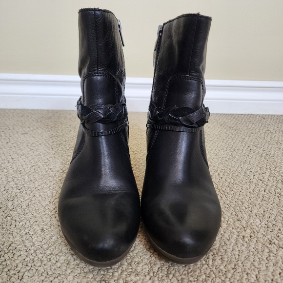 PIKOLINOS Black Leather Ankle Heel Boots Side  Zip US 9-9.5 - Picture 4 of 12